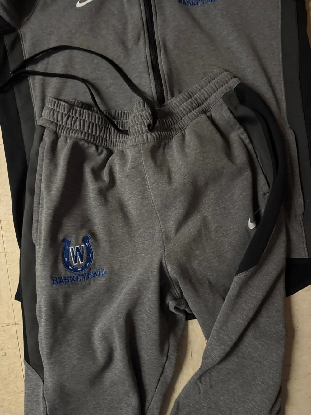Nike Gray Sweatpants with Blue Basketball Logo